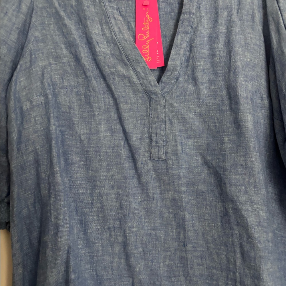NWT Lilly Pulitzer Women’s Linen Blue Casual Casual Top Size 12